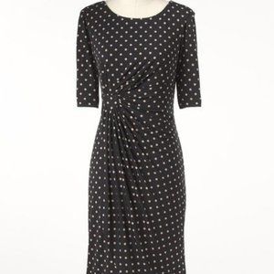 Coldwater Creek Side Swept Dotted Dress Black Beige Polka Dot Size 8 NWT